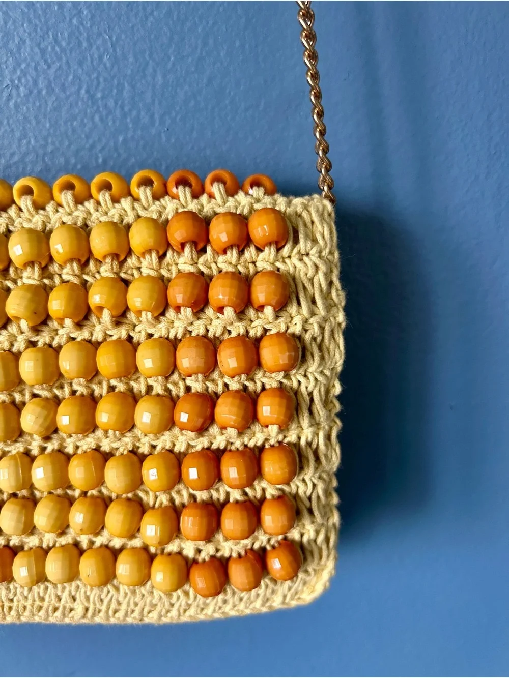 Anthropologie Yellow & Orange Beaded Woven Crossbody